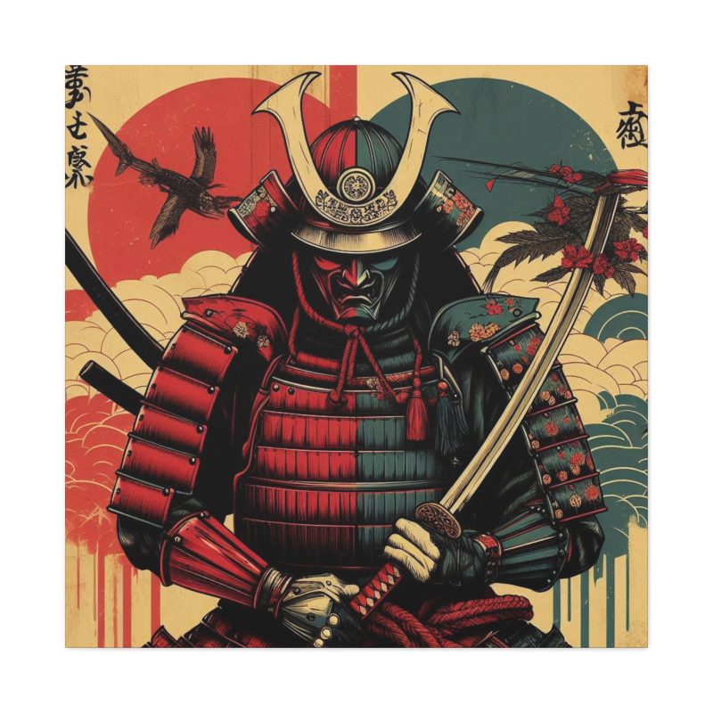 Red & Blue Samurai Canvas Art