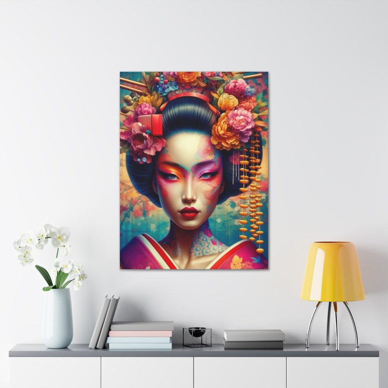 Serene Oriental Geisha Woman Canvas Art - Image 3