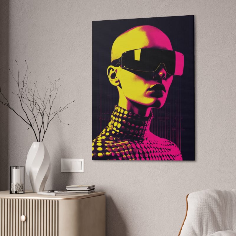 Neon Glam Portrait Futuristic Canvas Art - Image 4