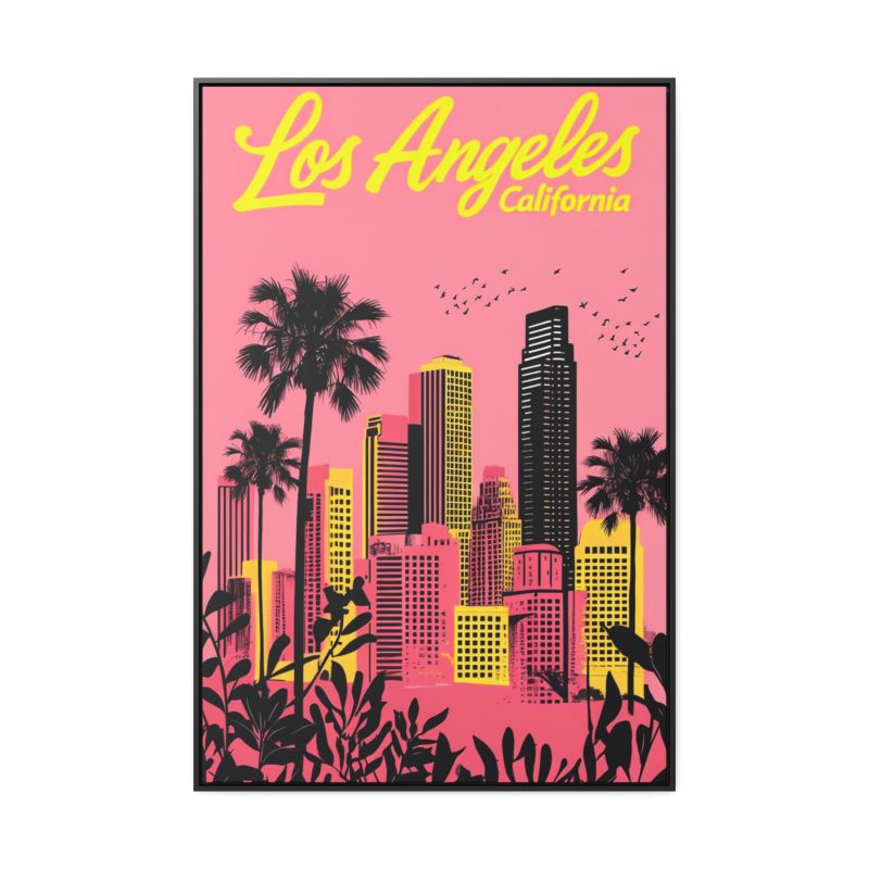 Los Angeles Vintage Canvas Wall Art - Tropical Cityscape