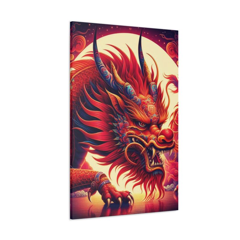 Vibrant Red Chinese Dragon Canvas Art - Image 2