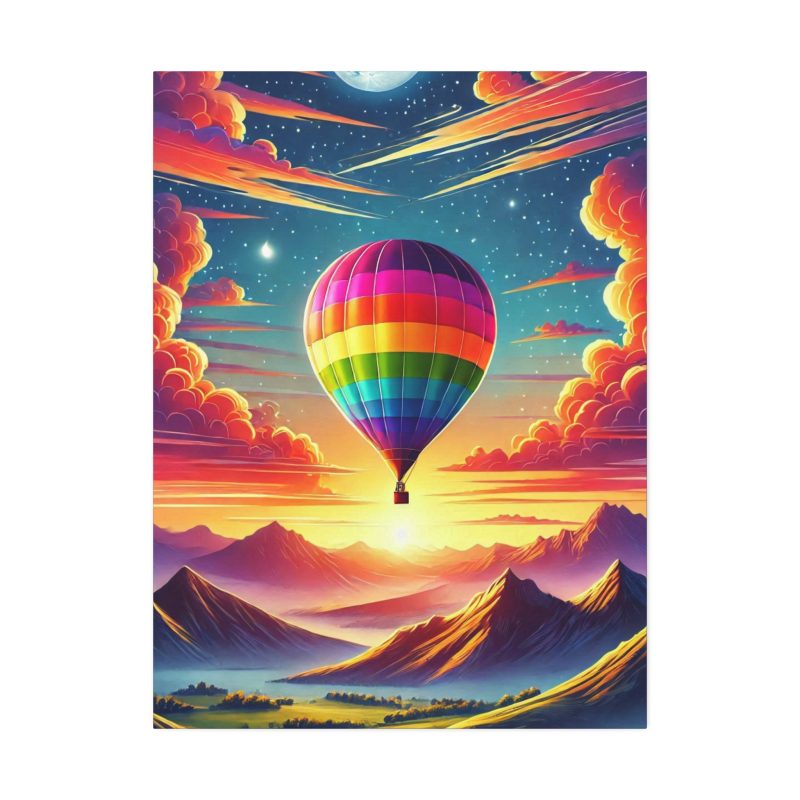 Colorful Sunset Hot Air Balloon Canvas Art