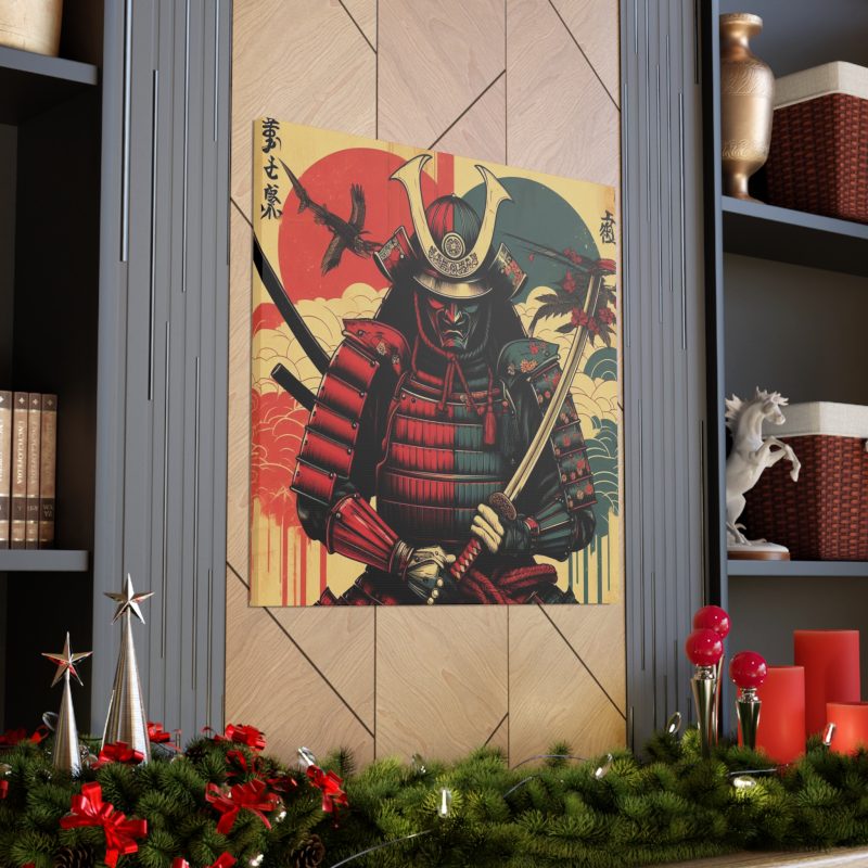 Red & Blue Samurai Canvas Art - Image 4