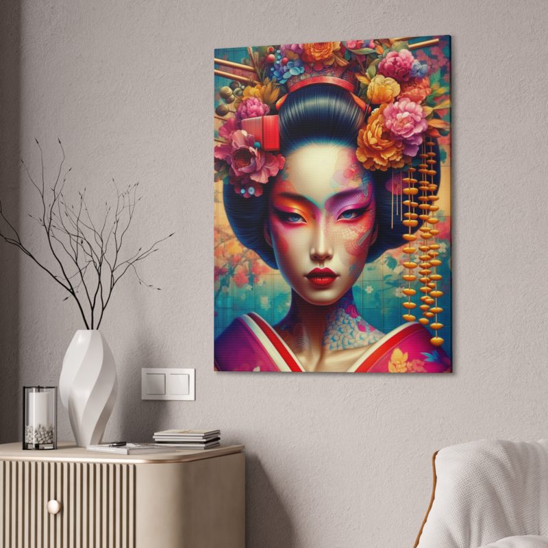 Serene Oriental Geisha Woman Canvas Art - Image 4