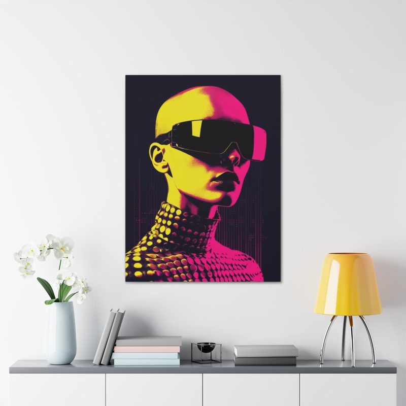 Neon Glam Portrait Futuristic Canvas Art - Image 3