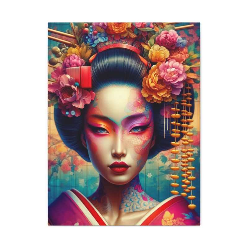 Serene Oriental Geisha Woman Canvas Art