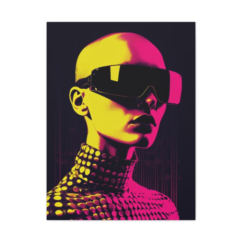 Neon Glam Portrait Futuristic Canvas Art