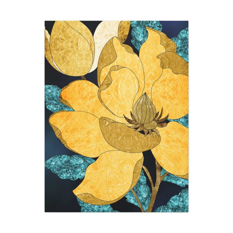 Elegant Yellow Magnolia Floral Wall Art Canvas