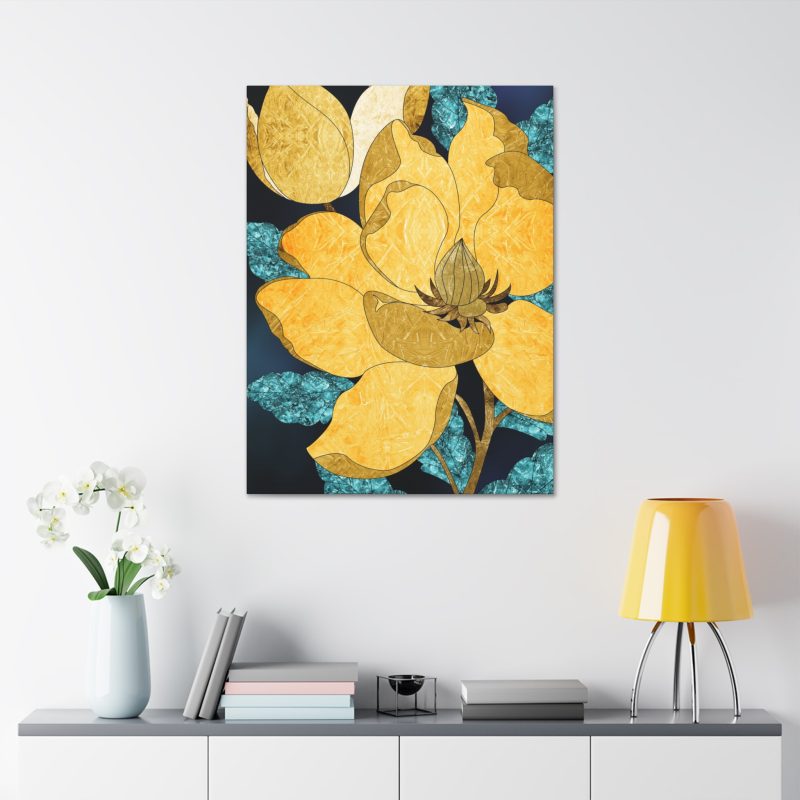 Elegant Yellow Magnolia Floral Wall Art Canvas - Image 3