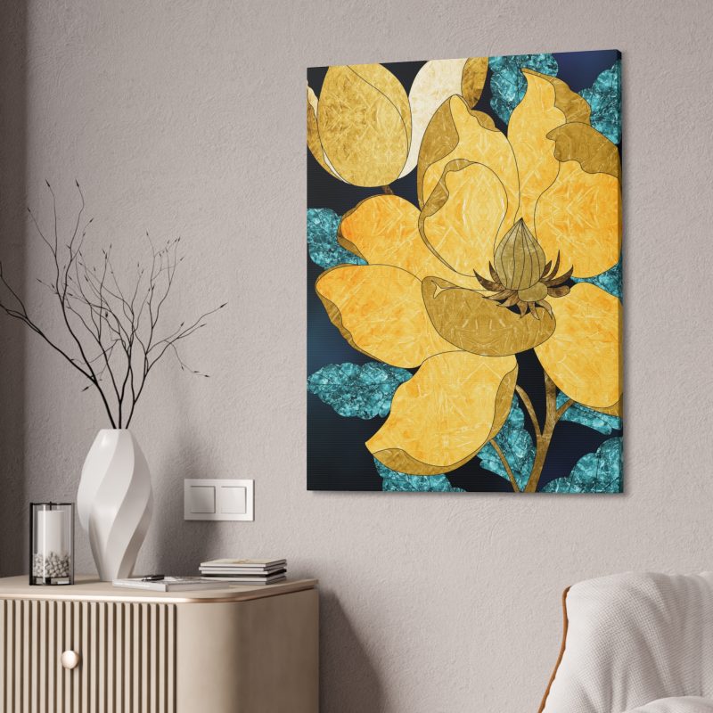 Elegant Yellow Magnolia Floral Wall Art Canvas - Image 4